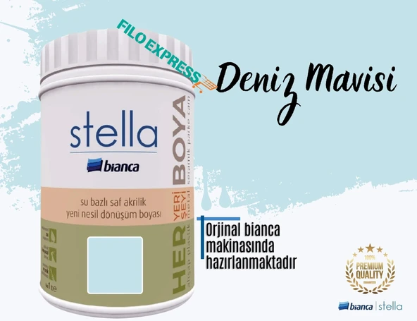 BİANCA STELLA SU BAZLI SAF AKRİLİK BOYA 1 LİTRE DENİZ MAVİSİ ürün görseli 1