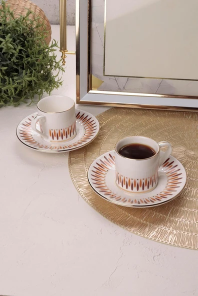 Porser Palm Kahverengi Kahve Fincan Takımı 2 Kişilik 4 Parça ürün görseli 1