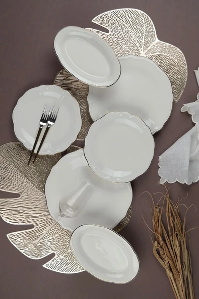 Porser Altın Yaldız 18 Parça 6 Kişilik Porselen Yemek Takımı ürün görseli 1