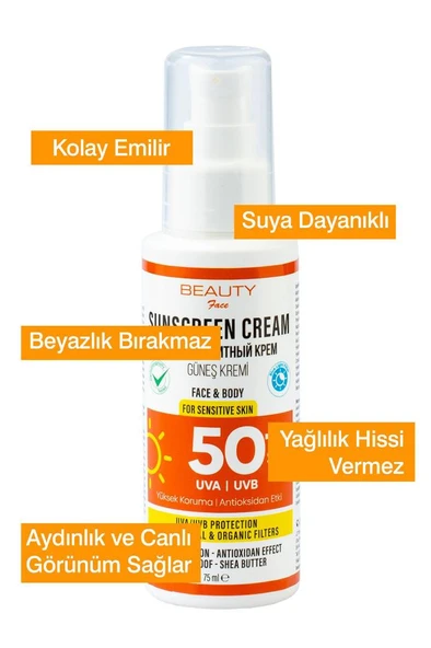 Beauty Face 50 Spf Güneş Kremi – 75 ml ürün görseli 1