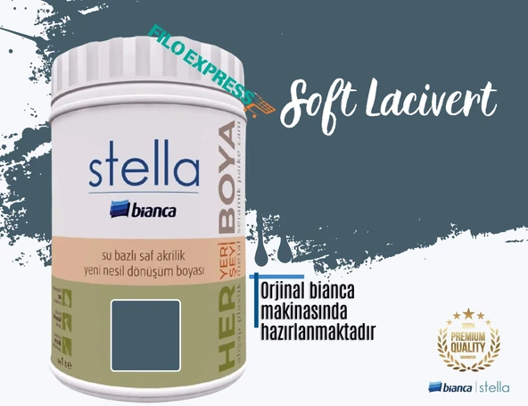 BİANCA STELLA SU BAZLI SAF AKRİLİK BOYA 1 LİTRE SOFT LACİVERT ürün görseli 1