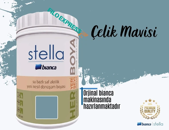 BİANCA STELLA SU BAZLI SAF AKRİLİK BOYA 1 LİTRE ÇELİK MAVİSİ ürün görseli 1