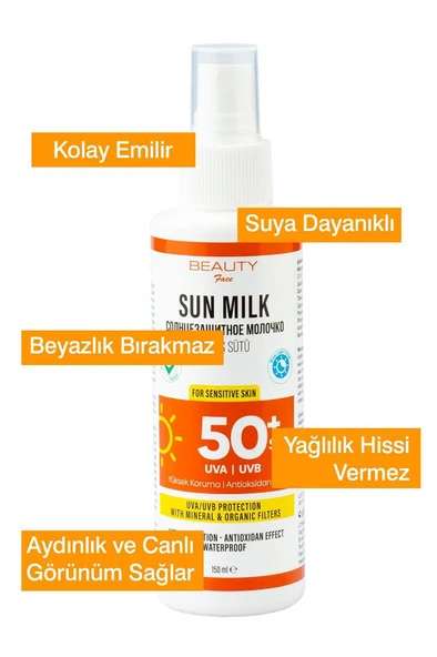 Beauty Face 50 SPF Güneş Sütü – 150 ml - Resim 4