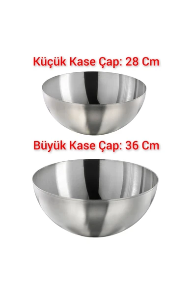 2 Adet Büyük Servis Kasesi Karıştırma Kasesi Kabı 28 Cm ve 36 Cm İkea Salata Kasesi Paslanmaz Çelik ürün görseli 1