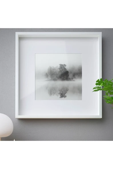 Sannahed 50x50 Cm Beyaz Çiçek Eşya Konabilen Derin Kutu Çerçeve Ahşap Fotoğraf Resim Çerçevesi ürün görseli 1