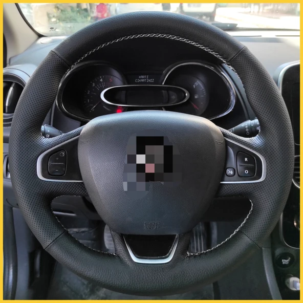 Clio 4 FAZ 2 Araca Özel Direksiyon Kılıfı (GRİ DİKİŞ) ürün görseli 1