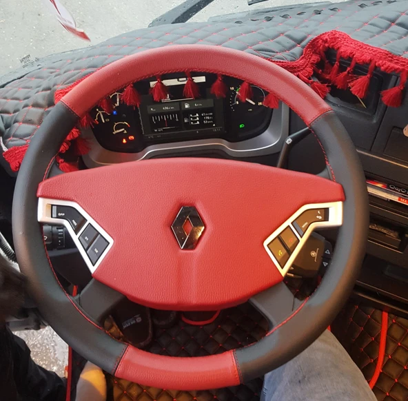 Renault 2018 Kamyon Direksiyon Kılıfı (Kırmızı Siyah) ürün görseli 1
