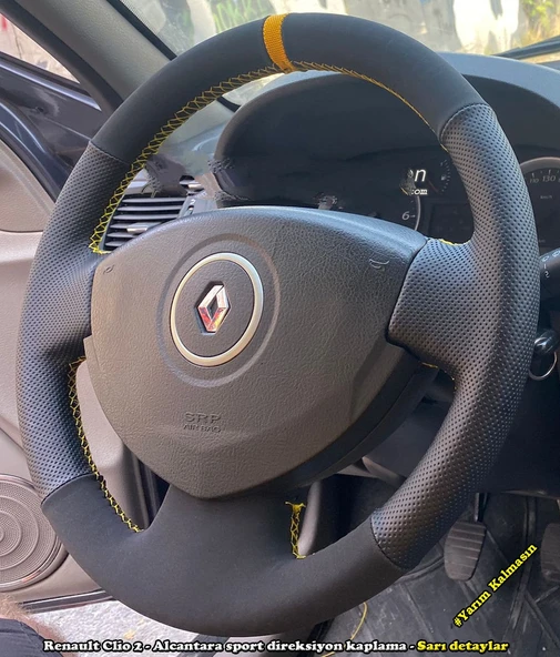 Clio 2 Araca Özel Direksiyon Kılıfı (Noktalı Nubuk Yüzüklü) ürün görseli 1