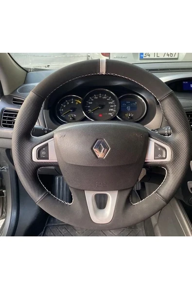 Fluence Megane 3 Scenic Direksiyon Kılıfı Araca Özel Gri Yüzüklü ürün görseli 1