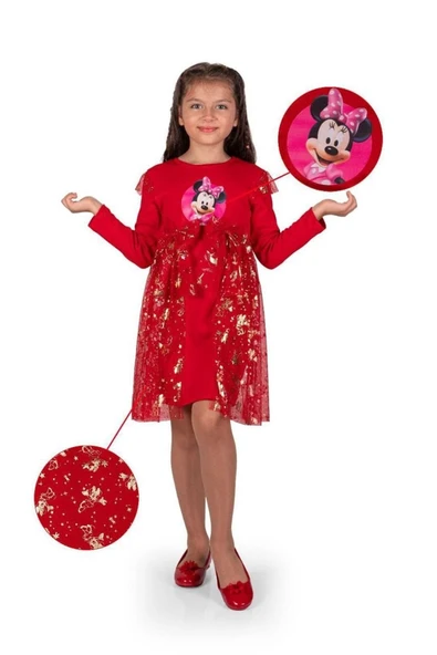 Kız Çocuk Mickey Parti Kıyafeti Dogum Günü ve Gösteri Kostümü Elbisesi ürün görseli 1