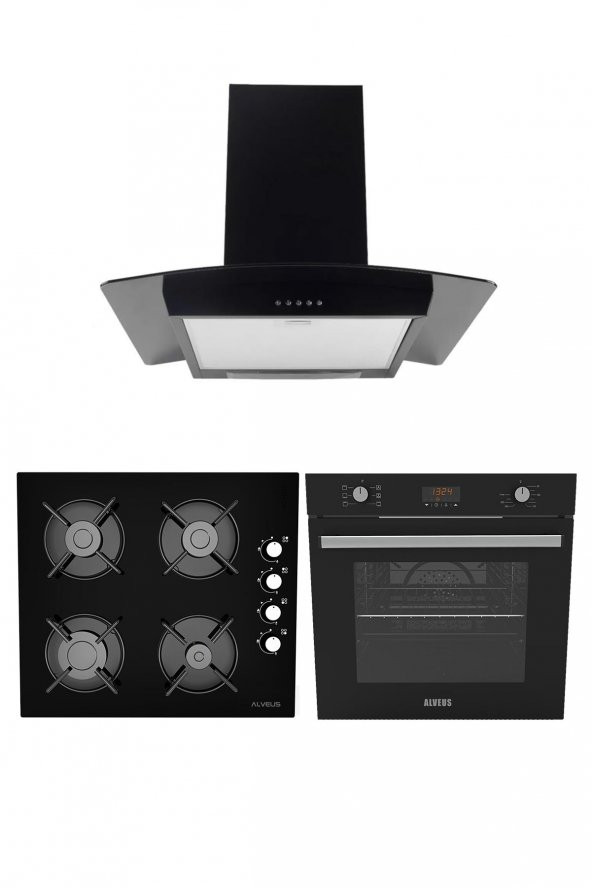 ALVEUS AKDENİZ 627 SİYAH 3LÜ ANKASTRE SET (İBER-GLS640-MFA627) ürün görseli 1