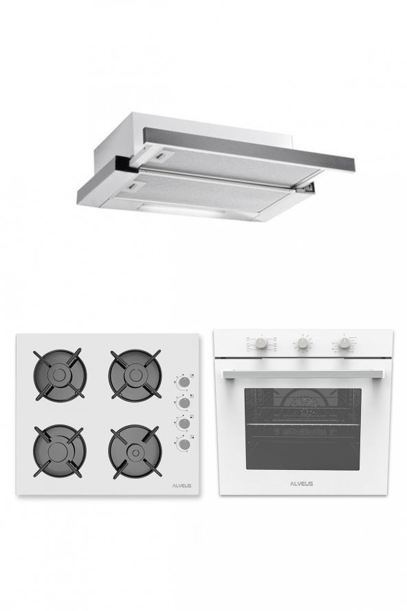 ALVEUS DESTINY 614 BEYAZ 3LÜ ANKASTRE SET (F6 ECR - GLS 640 - MFA614) ürün görseli 1