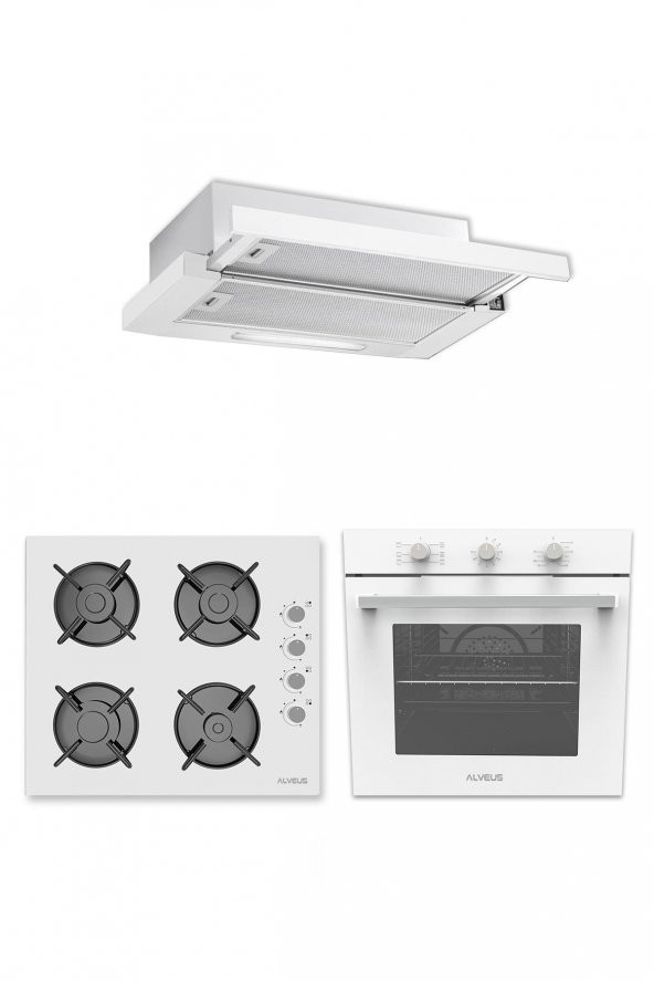 ALVEUS CLOUD 614 BEYAZ 3LÜ ANKASTRE SET(F4 ECR - GLS 640 - MFA614) ürün görseli 1