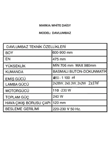 Whıte Daısy Mod F17 Beyaz Davlumbaz - Resim 7