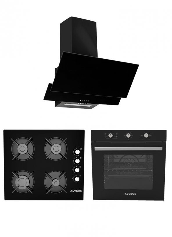 Alveus Gardenya 614 Siyah 3Lü Ankastre Set (Gls640-F17-Mfa614) ürün görseli 1