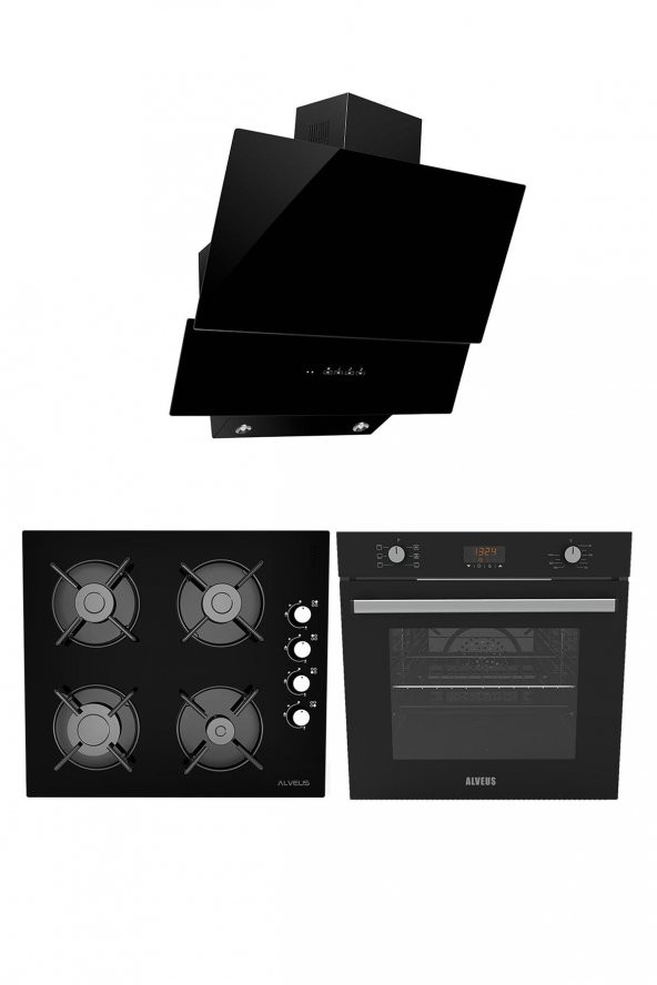 Alveus Premıum 3Lü Siyah Ankastre Set (Gls640 -Mod 3000 - Mfa627) ürün görseli 1
