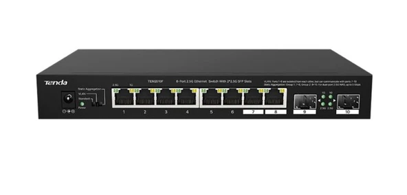 Tenda TEM2010F 8 Port 100-1000-2500 Mbps + 2 Port SFP Switch Çelik Kasa Rack Mount ürün görseli 1