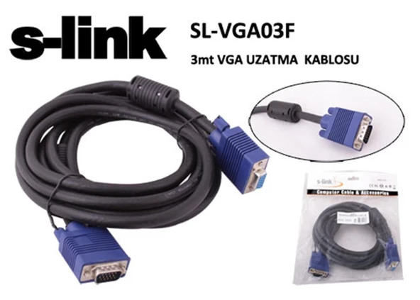 S-link SL-VGA03F 3mt e-d Ekran Kartı Vga Uzatma ürün görseli 1