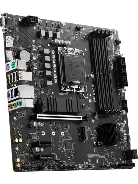 Msı Pro B760M-P SOKET 1700 DDR5 6800(OC) PCI-E M.2 USB3.2 HDMI DP VGA 1x 1G LAN mATX Anakart ürün görseli 1