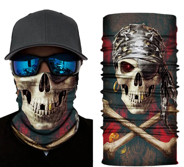 Siyah Renk Üzeri Likralı Korsan Kafatası Baskılı Baf Buff Bandana 30x48 cm ürün görseli 1