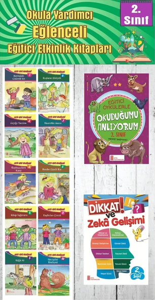 2. Sınıf Okula Yardımcı Eğitici Okuduğumu Anlıyorum - Dikkat ve Zeka Gelişimi - 10 lu Hikaye Seti 2 ürün görseli 1