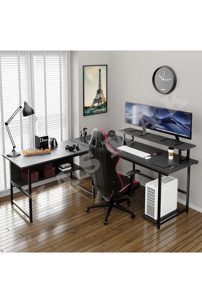 METMOBSAN L Tipi Bilgisayar ve Çalışma masası Ofis Masası (dıştan 180x180 cm Yükseklik 75cm ) ürün görseli 1