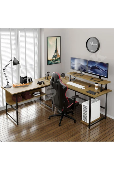 METMOBSAN L Tipi Bilgisayar ve Çalışma masası Ofis Masası (dıştan 180x180 cm Yükseklik 75cm ) ürün görseli 1