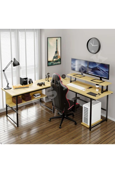 METMOBSAN L Tipi Bilgisayar ve Çalışma masası Ofis Masası (dıştan 180x180 cm Yükseklik 75cm ) ürün görseli 1