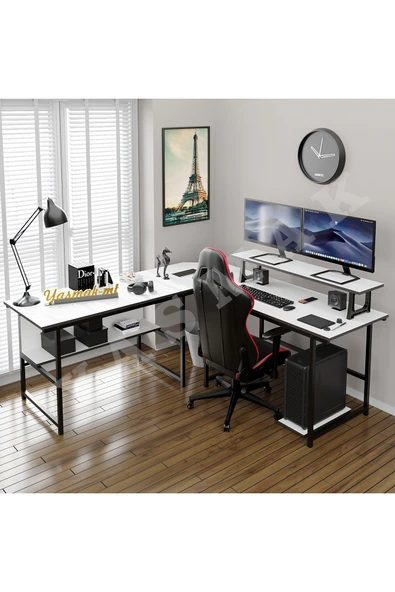 METMOBSAN L Tipi Bilgisayar ve Çalışma masası Ofis Masası (dıştan 180x180 cm Yükseklik 75cm ) ürün görseli 1