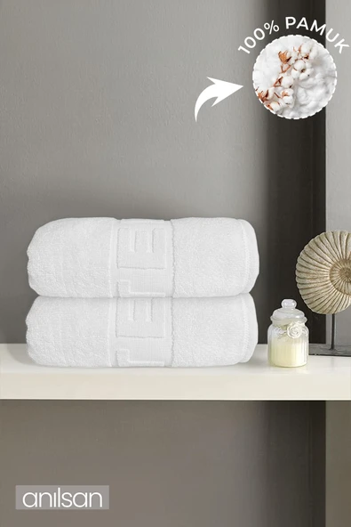 2'li Hotel Logo Banyo Havlusu - 70x140 Cm, 490 Gr, %100 Pamuk, Spa Ve Otel Havlusu ürün görseli 1