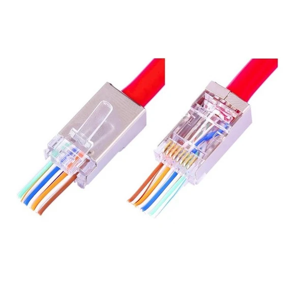 Yeni Nesil Delikli Metal Rj45 Jack İnternet Cat Kablo Ucu (10 Adet) ürün görseli 1