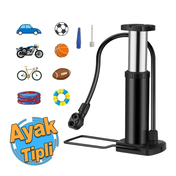 Küçük Ayak Tipi Pompa Tekli Teker Araç Bisiklet Top Bot Lastik Şambrel Şişirme Pompası 1 Adet ürün görseli 1