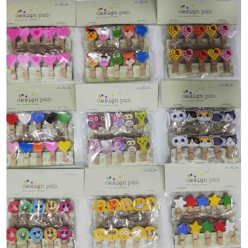 10'lu Şekilli Ahşap Mandallar 3.5cm (10'lu Set-10 Paket) ürün görseli 1
