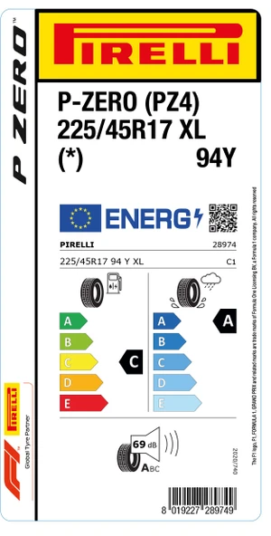 Pirelli 225/45 R17 94Y Xl  P-Zero Pz4  Lastiği - 2023 ürün görseli 1