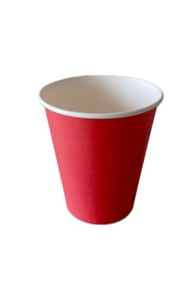 8 Oz Kırmızı Karton Bardak-50 Adet ürün görseli 1