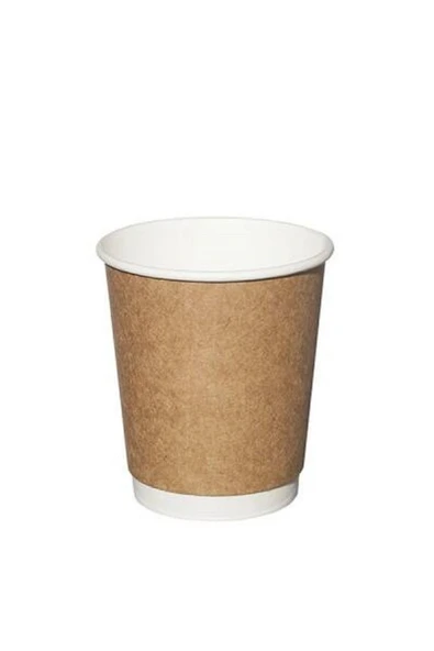 Organik Çift Duvarlı  8 Oz Kraft Double Wall Karton Bardak -20 Adet. ürün görseli 1