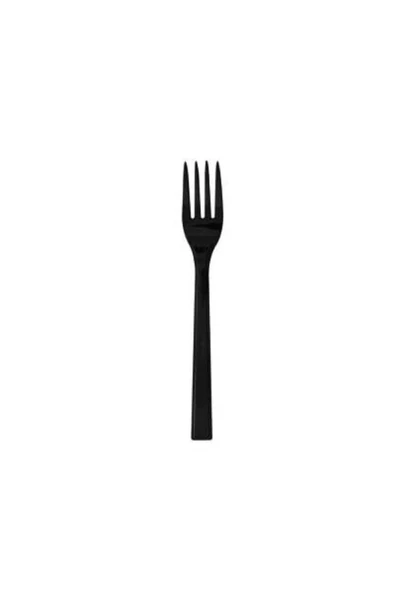 Plastik Lüks Çatal Siyah 18 cm -50 ADET ürün görseli 1