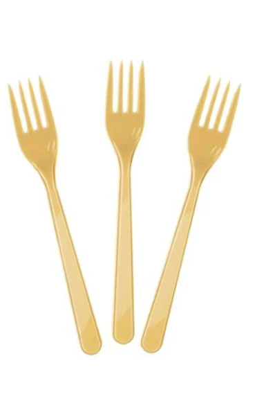 Gold Renk Plastik Çatal -25 Adet ürün görseli 1