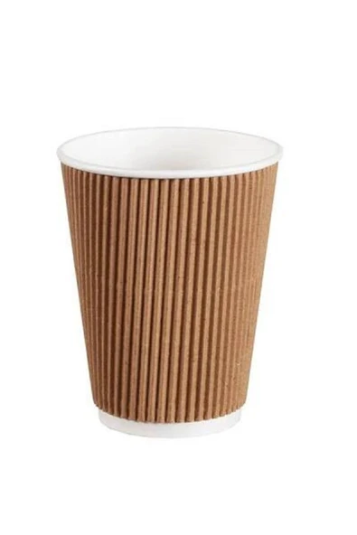 Özel Seri 8oz Kraft Ripple Double (Çift Duvar)Wall Karton Bardak -25 Adet ürün görseli 1