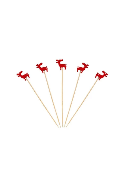 Bambu Kürdan Kırmızı Noel Geyik 12 Cm 50 Adet ürün görseli 1