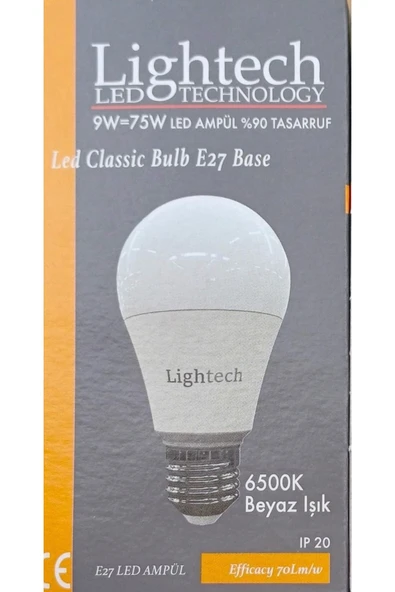 Lightech Led 5'li 9w Ampul Beyaz Işık - Resim 4