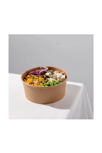 Salata Kasesi Kapaklı Organik Kraft 750cc 20 Adet ürün görseli 1