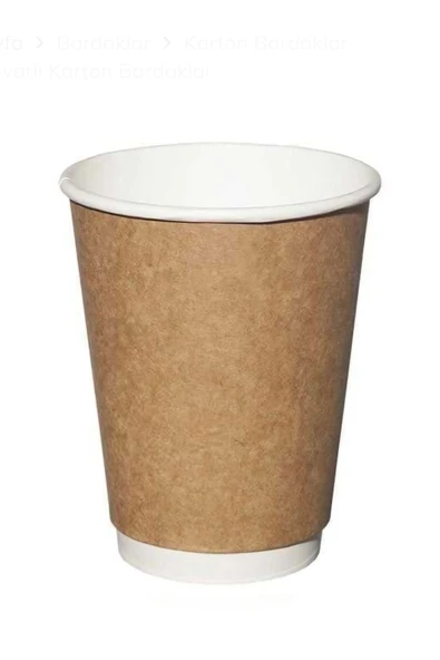 14 oz Kraft Double Wall Karton Bardak(Çift Duvarlı)25 Adet ürün görseli 1