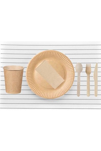 Alenked Organik Tabak Bardak Parti Seti 8 Kişilik 6'lı Set ürün görseli 1