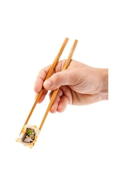 %100 Bambu Çin Yemek Çubuğu Yıkanabilir Chopstick Siyah Kılıf 24cm -10 Adet ürün görseli 1