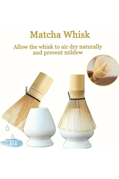 Matcha 3 Lü Set Bambu Çırpıcı,beyaz Seramik Chashaku Ve Çay Kaşığı Ile Birlikte ürün görseli 1