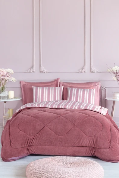 Upstyle Comfort Set Yeni Nesil Wellsoft Yorganlı 2 Parça Tek Kişilik Soft Line Bordo ürün görseli 1
