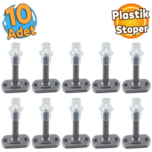 10 Adet Gri Mobilya Kapı Arkası Kolu Stoperi Tamponu 8 cm Plastik Stopu Durdurucusu Tutucu Tutacağı ürün görseli 1