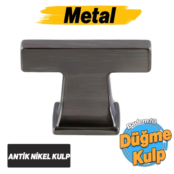Gediz Antik Nikel Kulp Düğme Tek Vidalı Çekmece Kulbu Metal Kulplar Mutfak Mobilya Dolabı Dolap Kulp ürün görseli 1