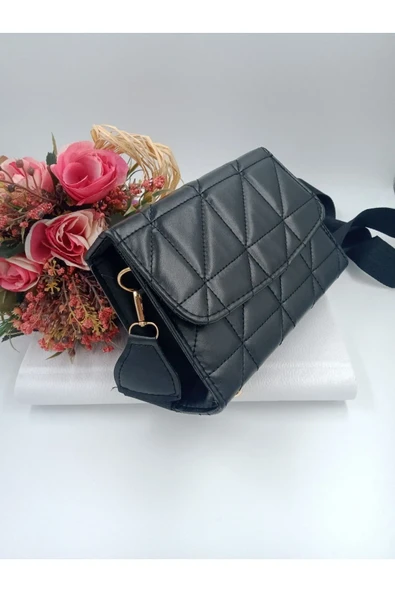 Siyah Purse Kolon Askılı Kapitone Kadın Omuz Çantası ürün görseli 1